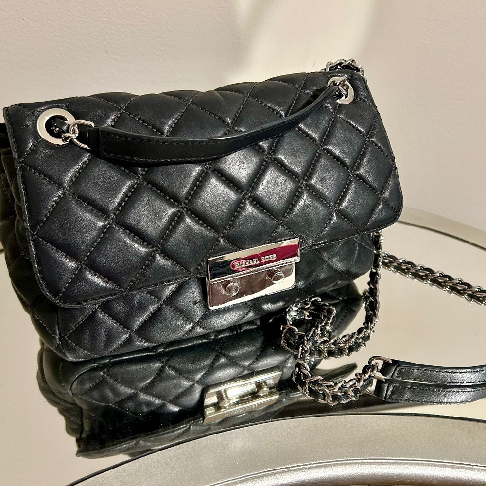 Michael Kors Sloan Large Chain black lambskin diamond quilted Shoulder bag